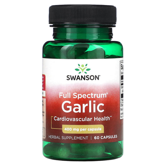 Swanson Full Spectrum Garlic supplement bottle on a white background