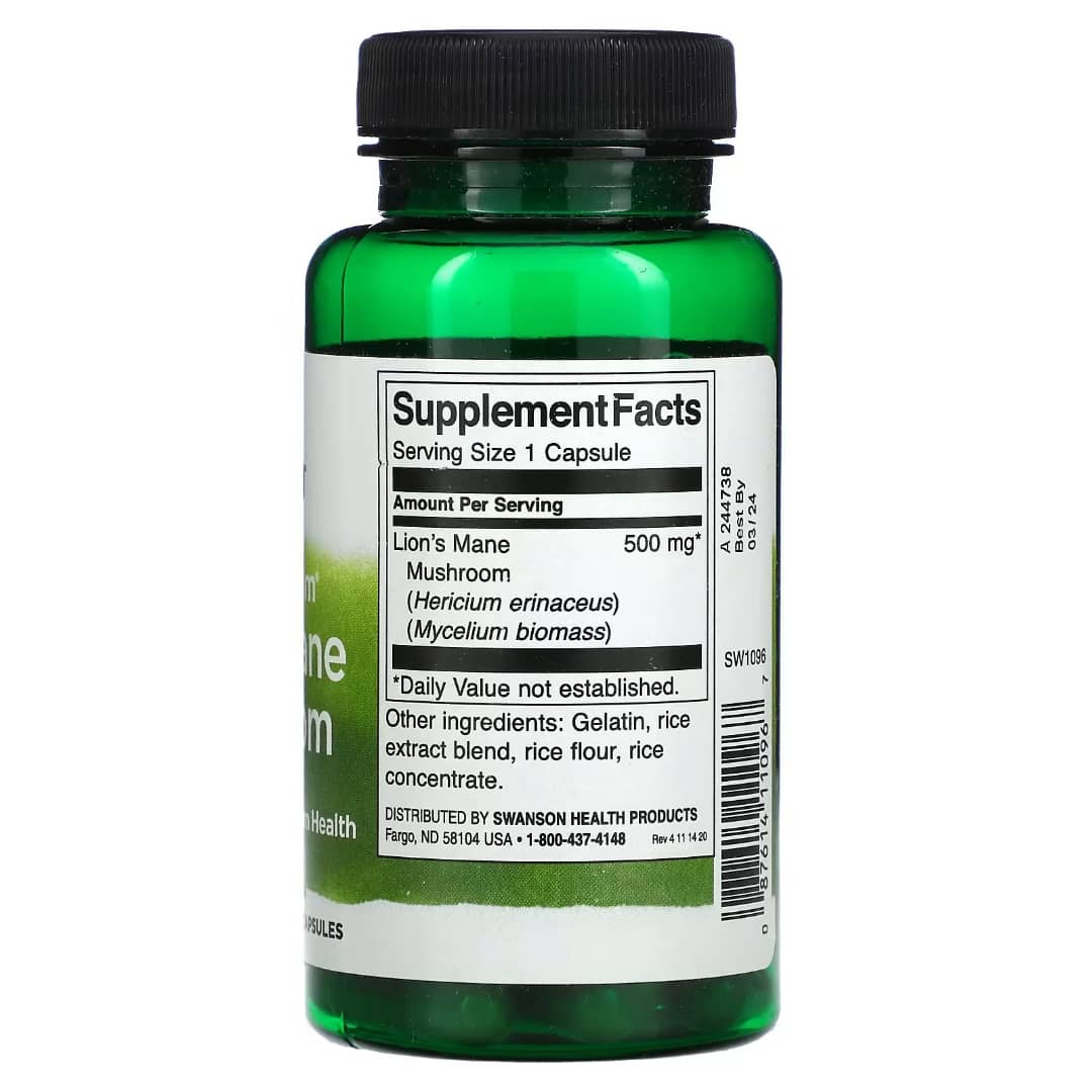 Green supplement bottle with label on a white background