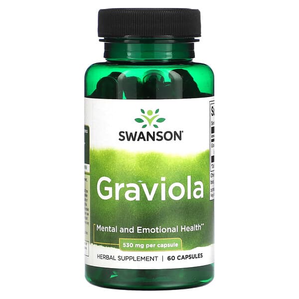 Swanson Graviola supplement bottle on a white background
