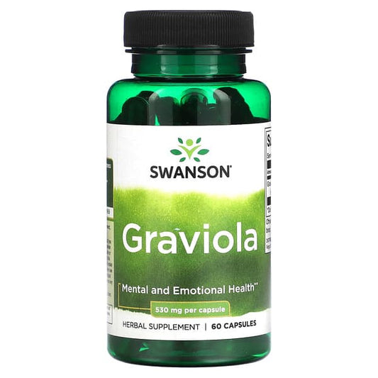 Swanson Graviola supplement bottle on a white background