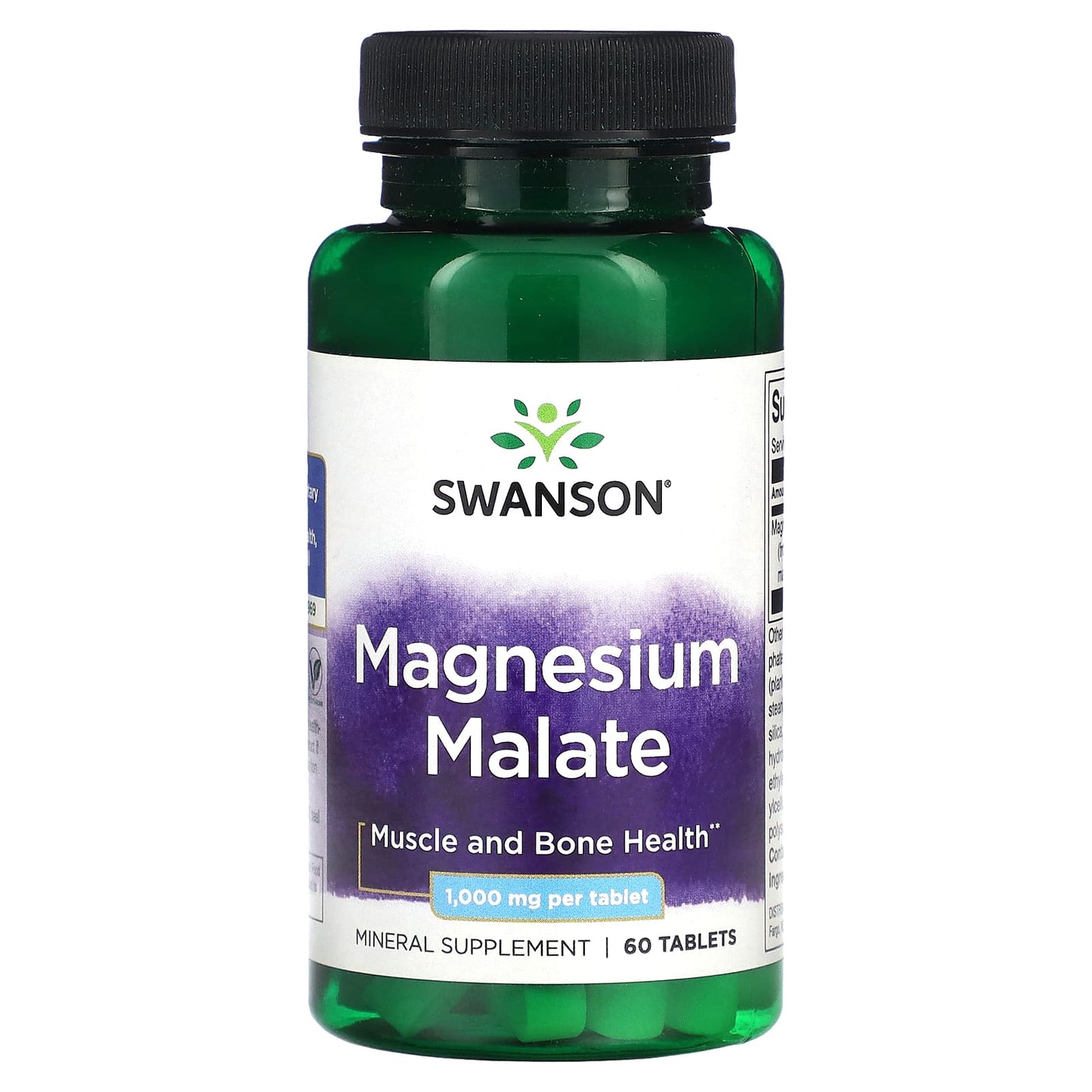 Swanson brand magnesium malate supplement bottle on a white background