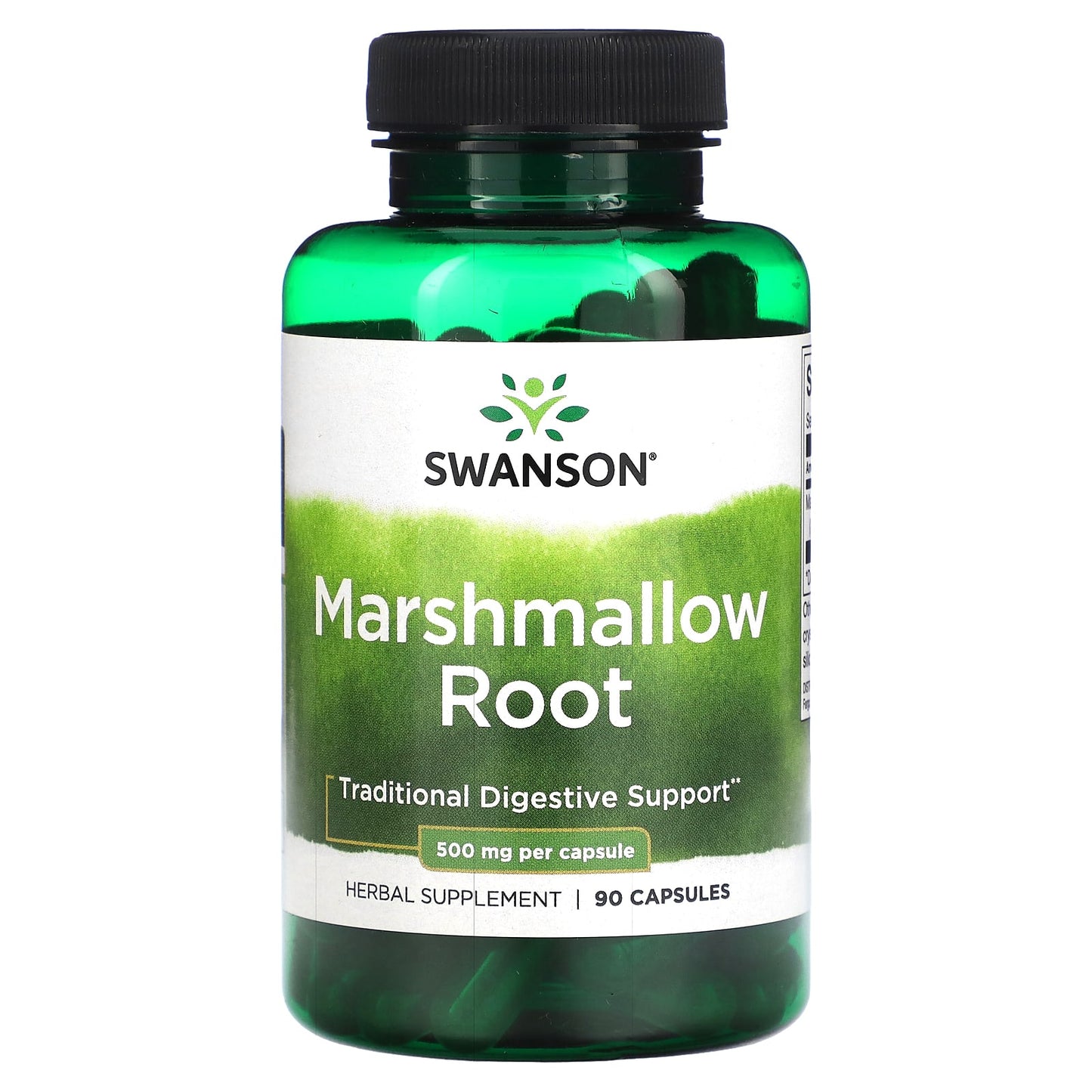 Swanson Marshmallow Root supplement bottle on a white background