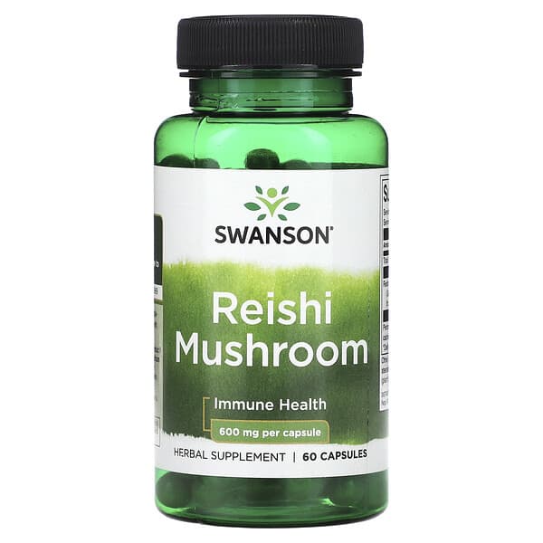 Swanson Reishi Mushroom supplement bottle on a white background