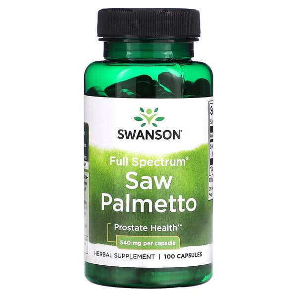 Swanson Full Spectrum Saw Palmetto supplement bottle on a white background