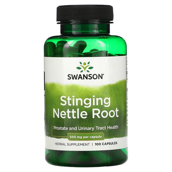 Swanson Stinging Nettle Root supplement bottle on a white background