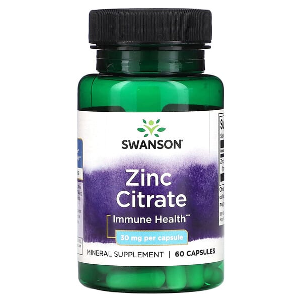 Swanson Zinc Citrate supplement bottle on a white background