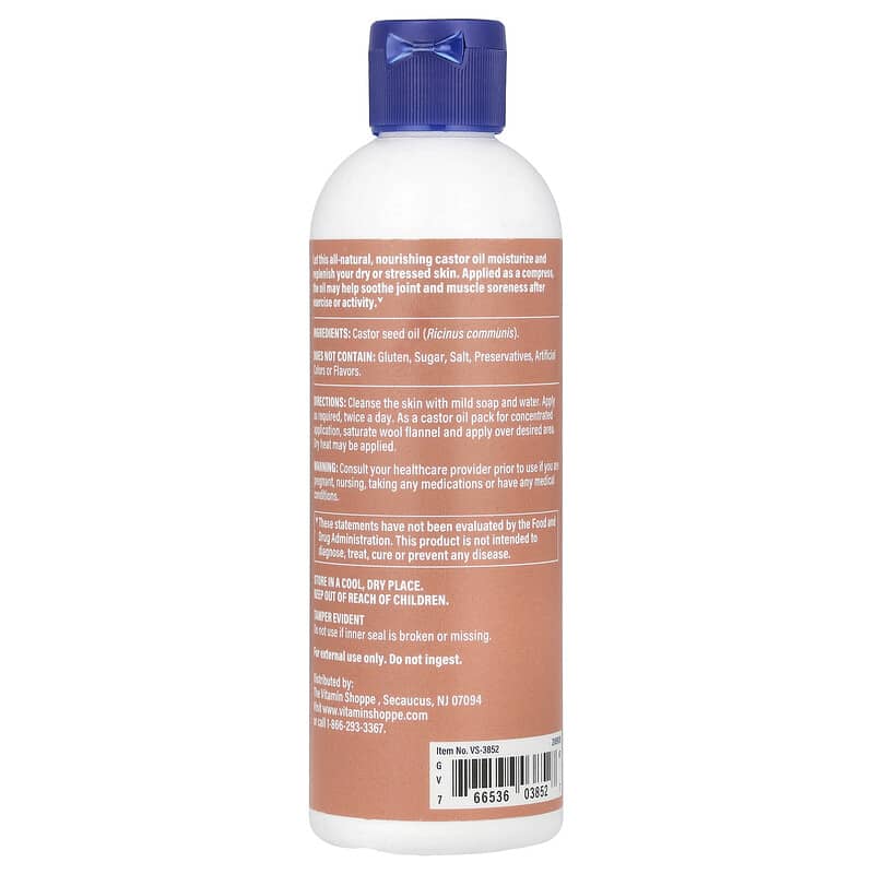 The Vitamin Shoppe, Castor Oil, 8 fl oz 237 ml hexane free