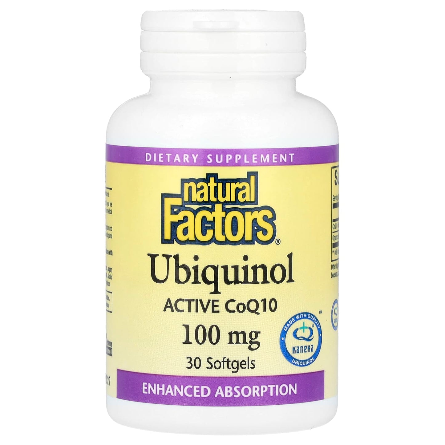 Natural Factors Ubiquinol Active CoQ10 dietary supplement bottle on a white background