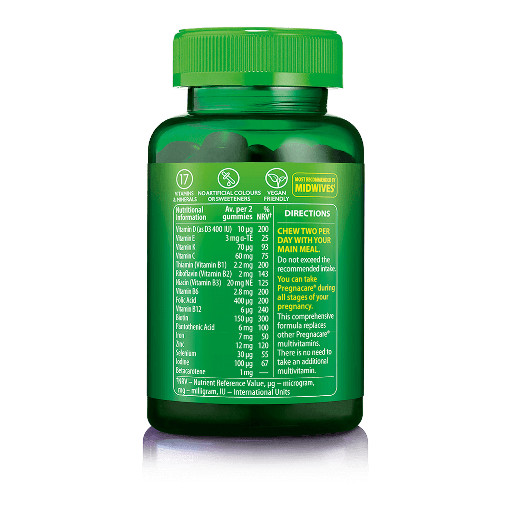 Vitabiotics Pregnacare gummies bottle on a white background