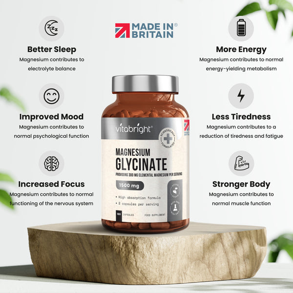 Vitabright Magnesium Glycinate - 1500mg High Strength 180s