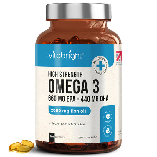 Vitabright Omega 3 Capsules - Fish Oil
300 Softgels ~ 5 Month Supply