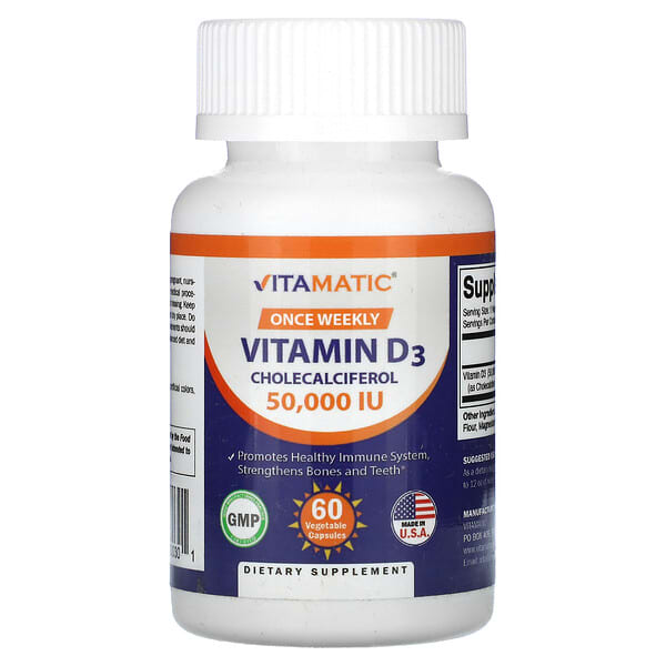 Vitamatic Vitamin D3 supplement bottle on a white background