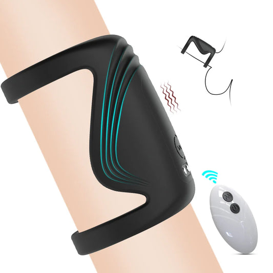 Black brace with remote control on a white background