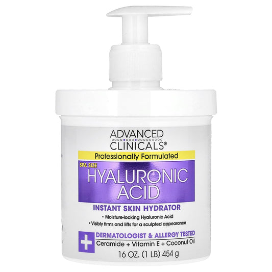 Advanced Clinicals Hyaluronic Acid Instant Skin Hydrator bottle on a white background