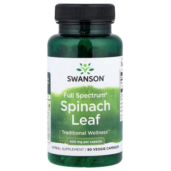 Swanson, Full Spectrum Spinach Leaf, 400 Mg, 90 Veggie Capsules