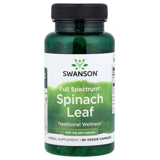 Swanson, Full Spectrum Spinach Leaf, 400 Mg, 90 Veggie Capsules