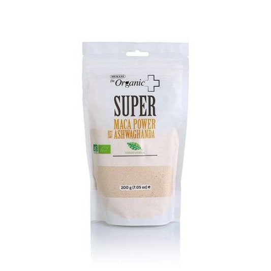 Bag of Super Maca Power with Ashwagandha on a white background