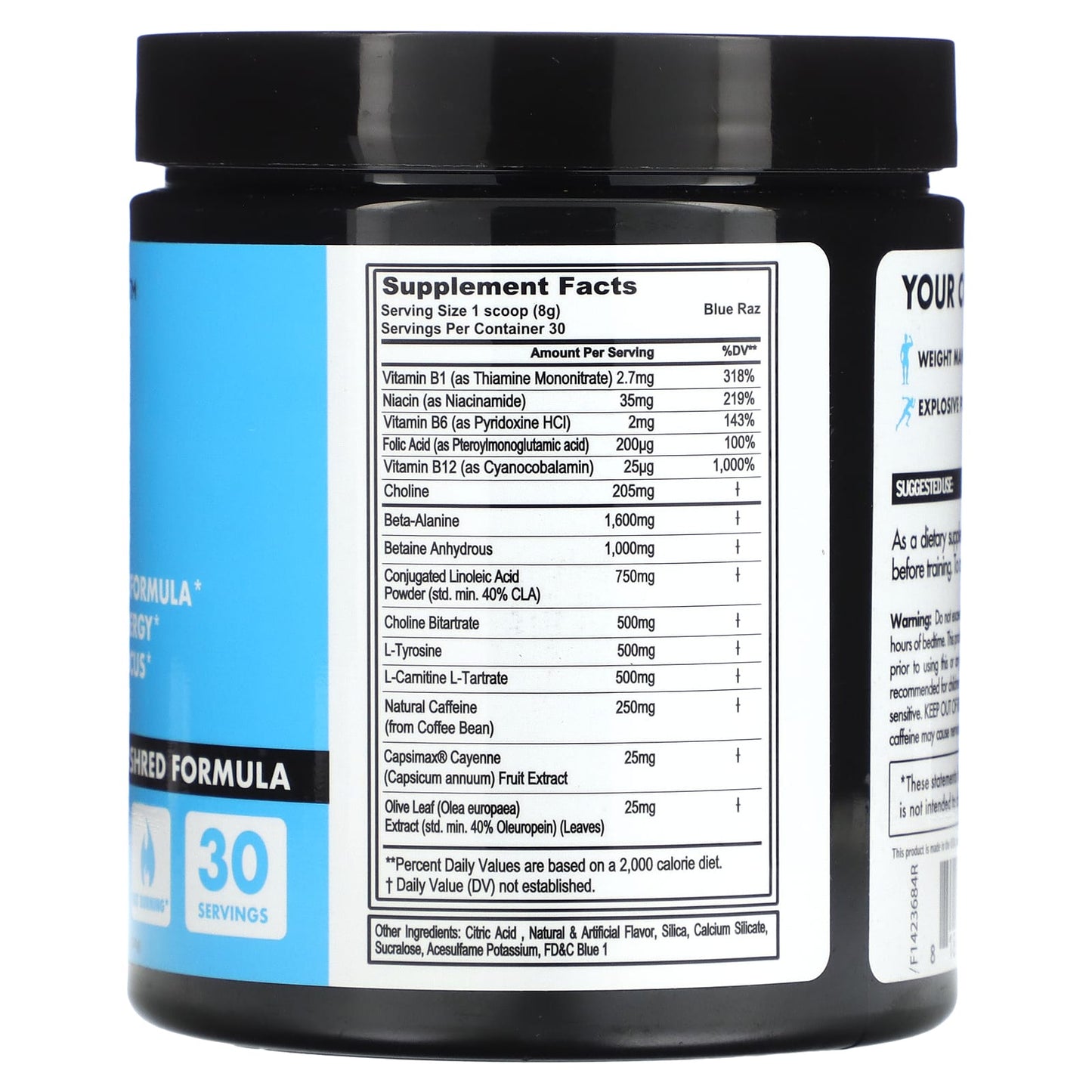 fitcode, LeanPre, pre workout Pre-Workout Shred Formula, Blue Raspberry, 8.46 oz (240 g)