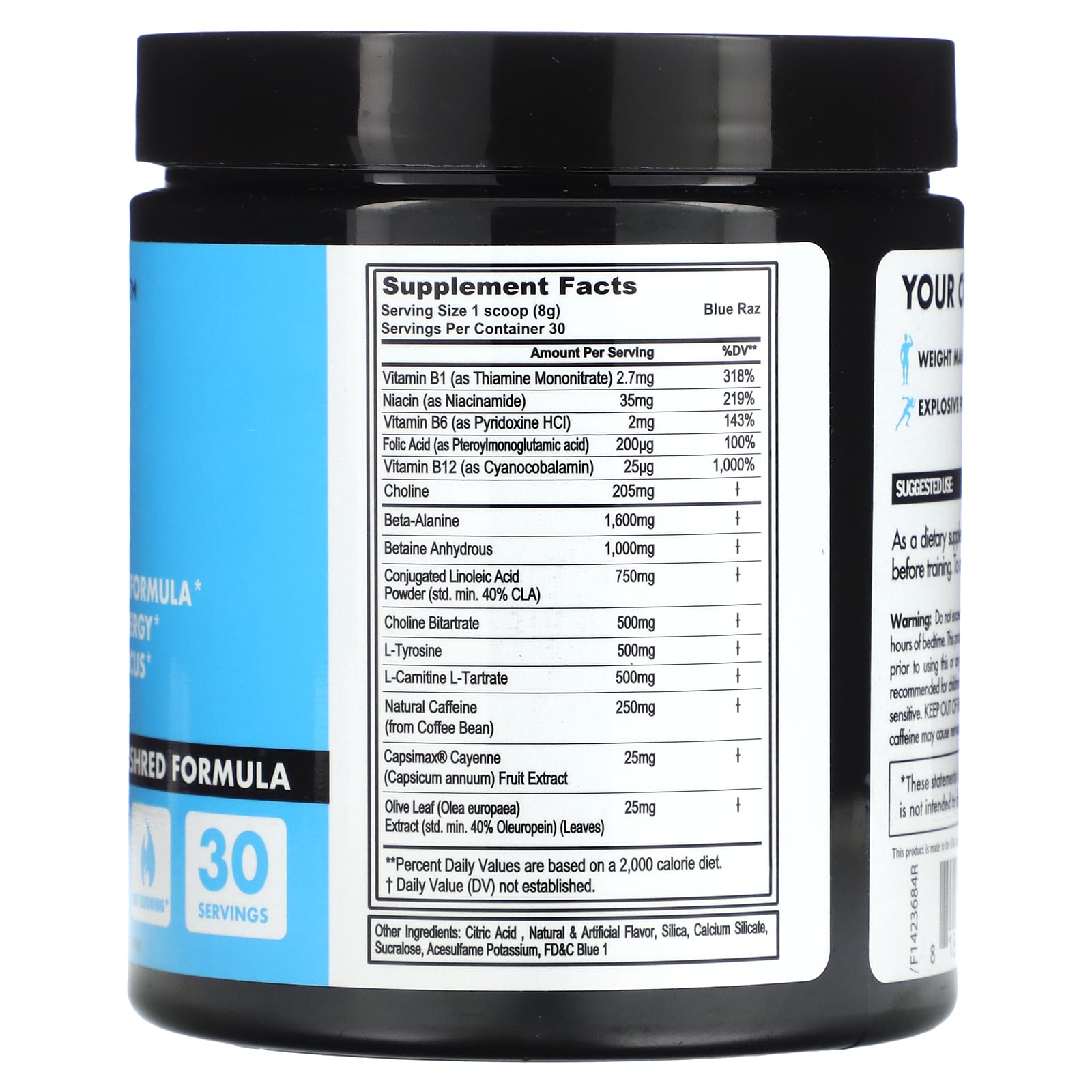 fitcode, LeanPre, pre workout Pre-Workout Shred Formula, Blue Raspberry, 8.46 oz (240 g)