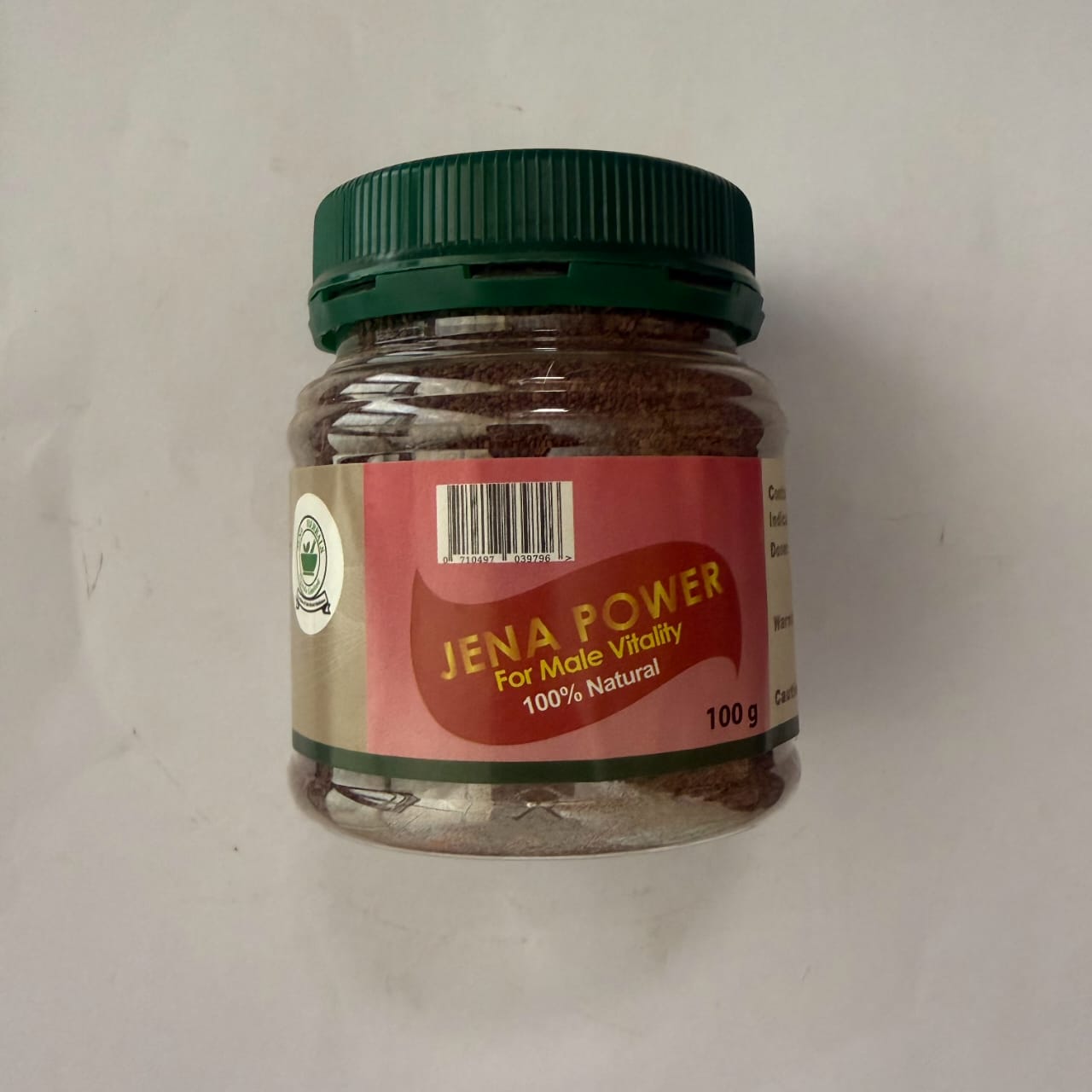 Jar of Jena Power product on a white background