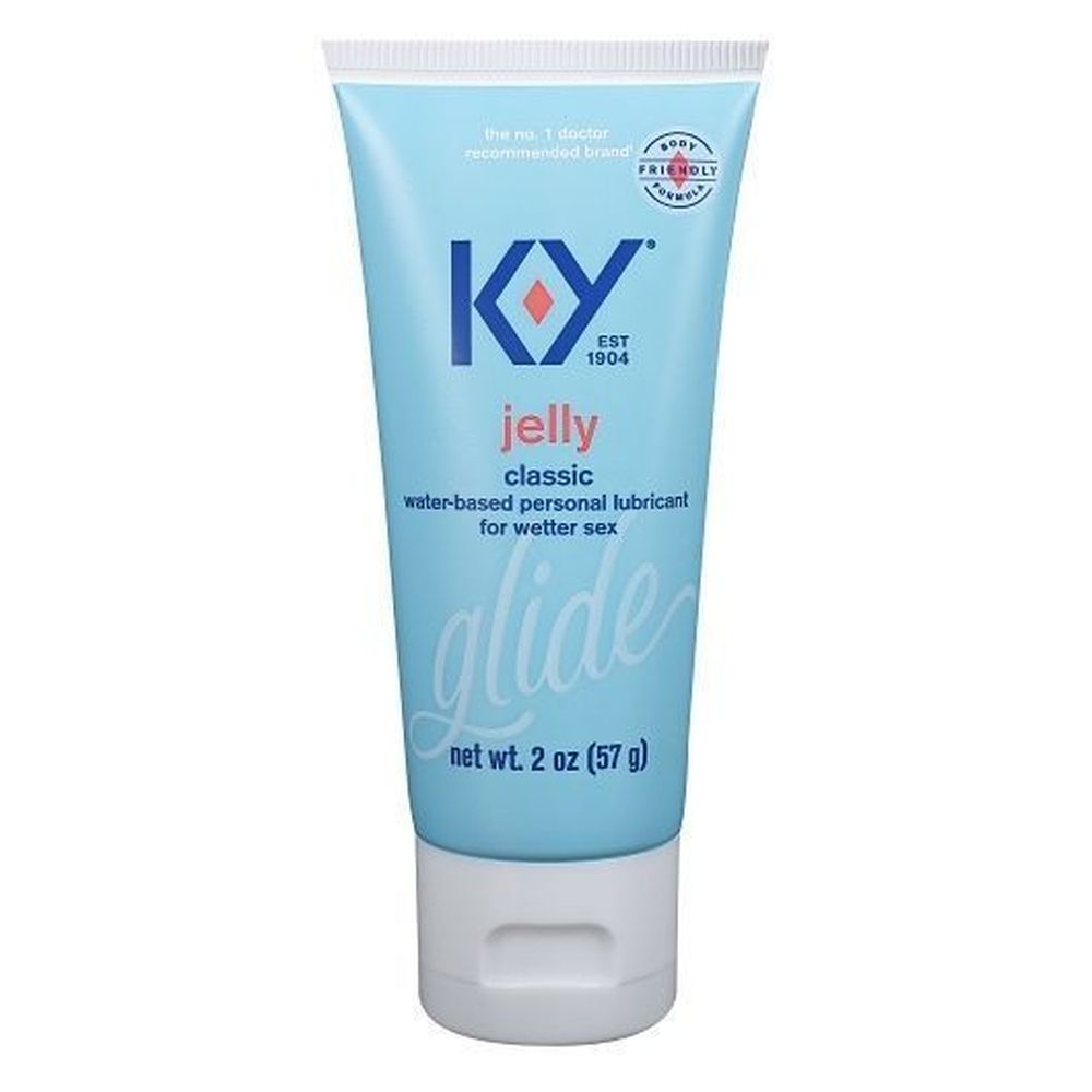 Tube of KY Jelly personal lubricant on a white background