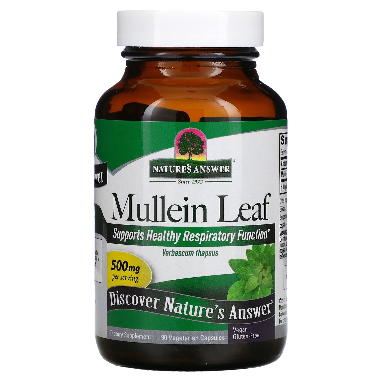 Nature's Answer Mullein Leaf supplement bottle on a white background