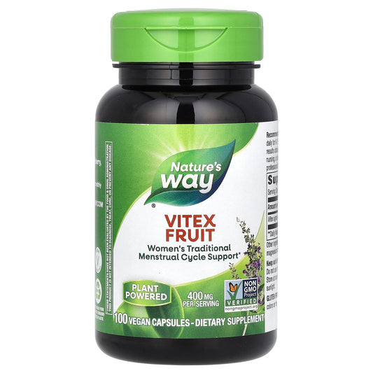 Nature's Way Vitex Fruit supplement bottle on a white background