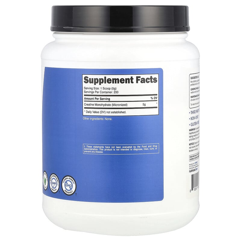 Supplement container with a blue label showing 'Supplement Facts' on a white background