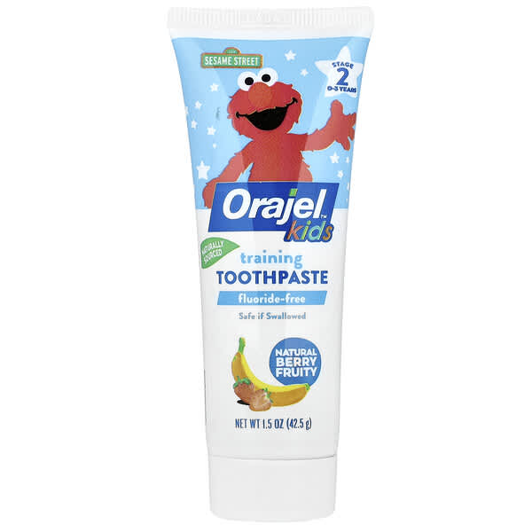 Orajel Kids training toothpaste tube with Elmo on a white background