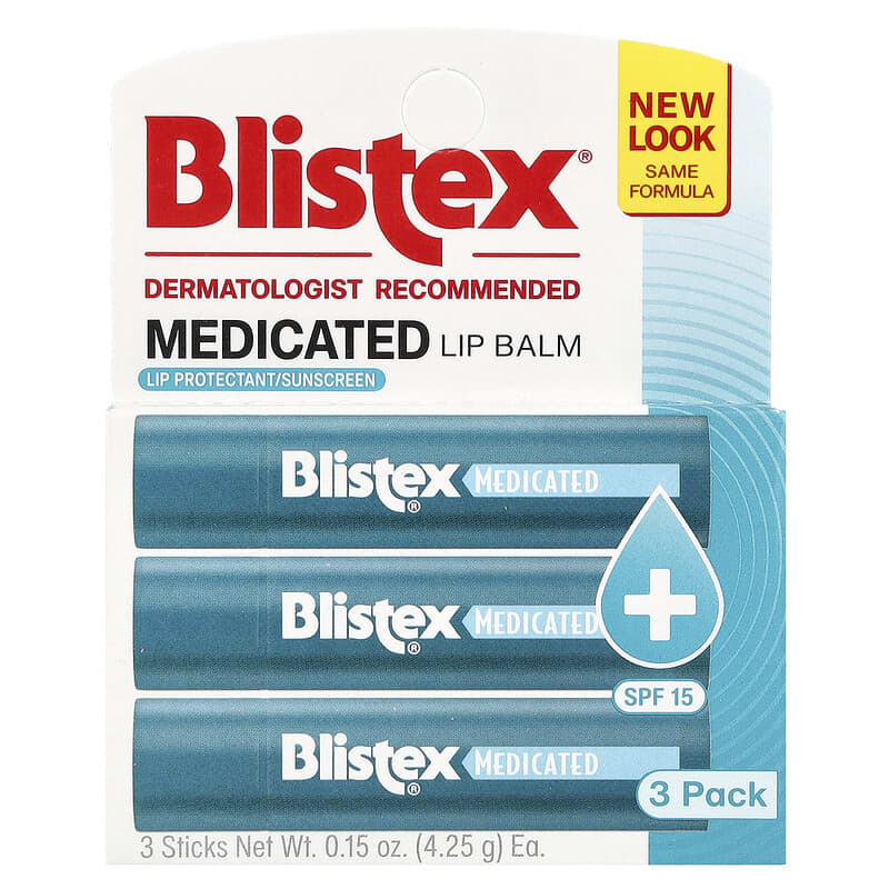 Blistex, Medicated Lip Balm, Protectant/Sunscreen, SPF 15, 3 Pack, 0.15 oz (4.25 g) Each
