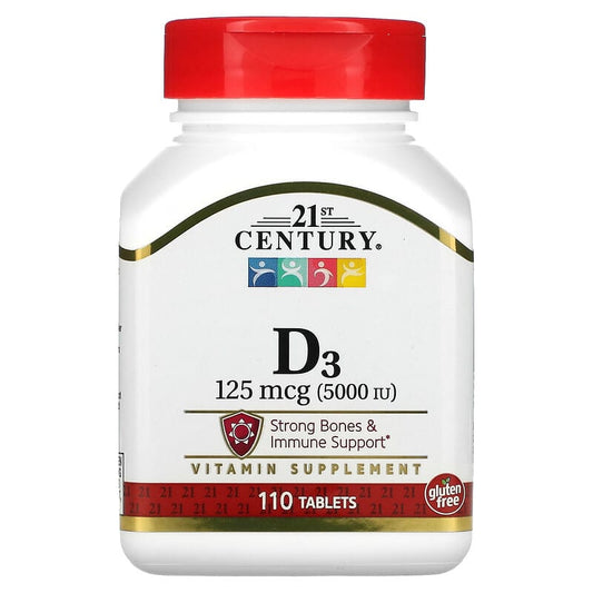 21st centry Vitamin D3 125mcg 5000IU for strong bones and immune support 110   tablets