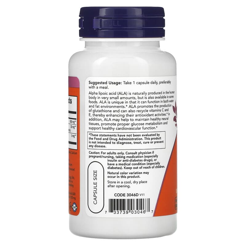 NOW Foods, Alpha Lipoic Acid, Extra Strength, 600 mg, 60 Veg Capsules