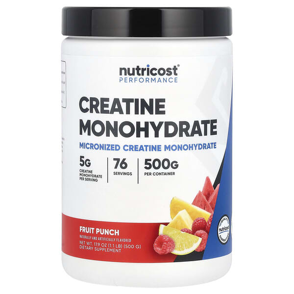 Nutricost, Performance, Créatine Monohydrate, Fruit Punch, 1,1 lb (500 g) 76 doses