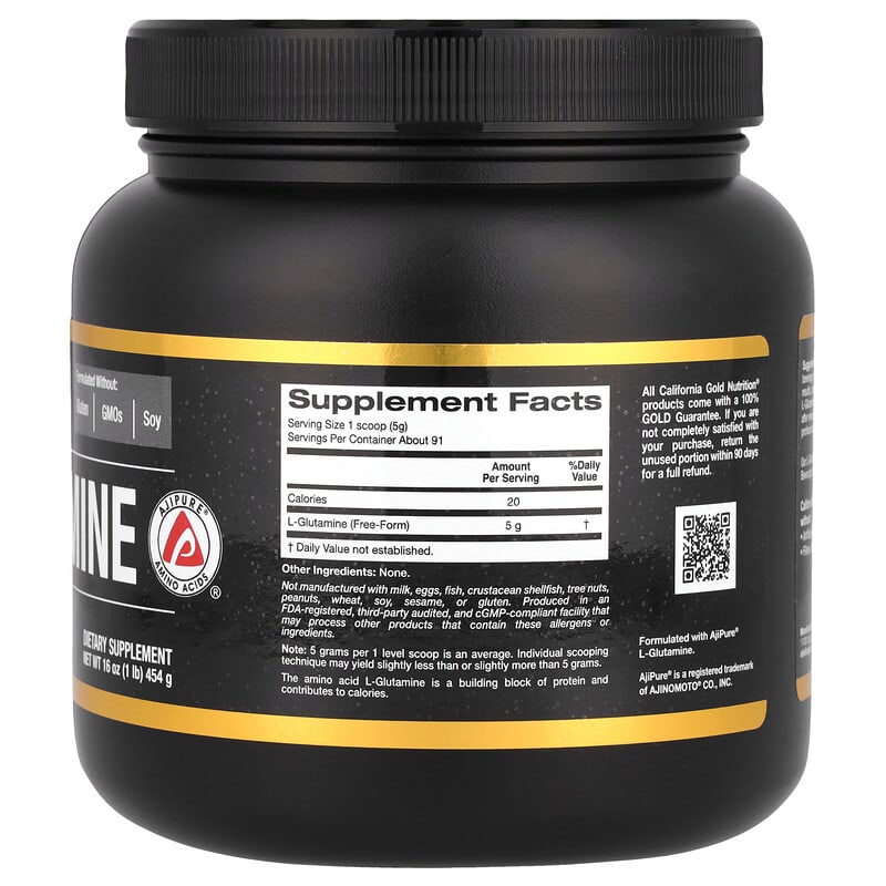 California Gold Nutrition, Sport, L-Glutamine en poudre, AjiPure®, Sans gluten, 454 g