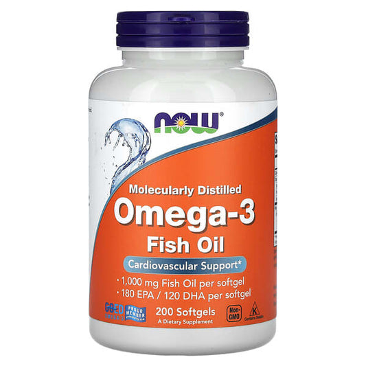 🐟 NOW Omega-3 Fish Oil 1000mg: Heart Health & Brain Boost (200 Softgels)