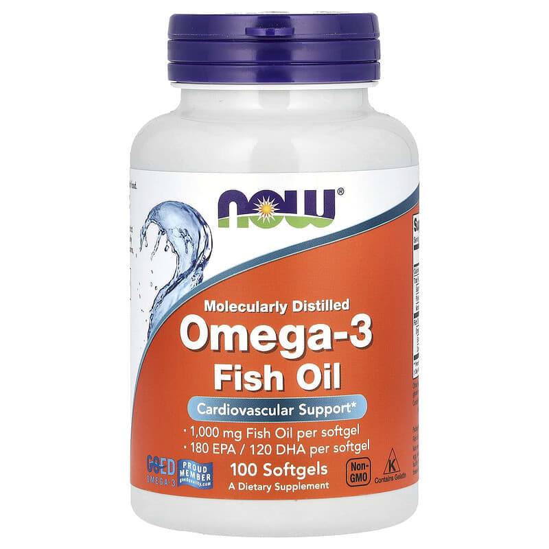 NOW Foods, Oméga-3, 180 EPA / 120 DHA, 100 Gélules