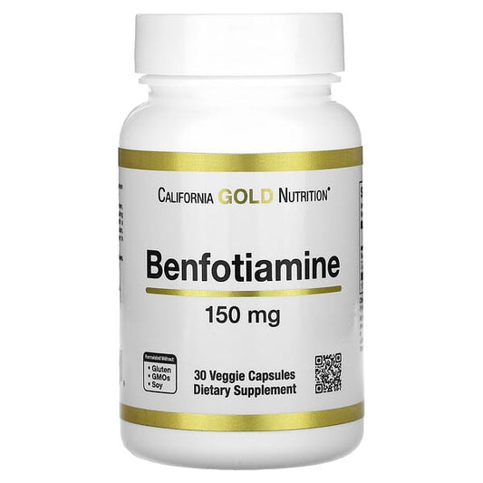California Gold Nutrition, Benfotiamine with L-Leucine, 150 mg, 30 Veggie Capsules