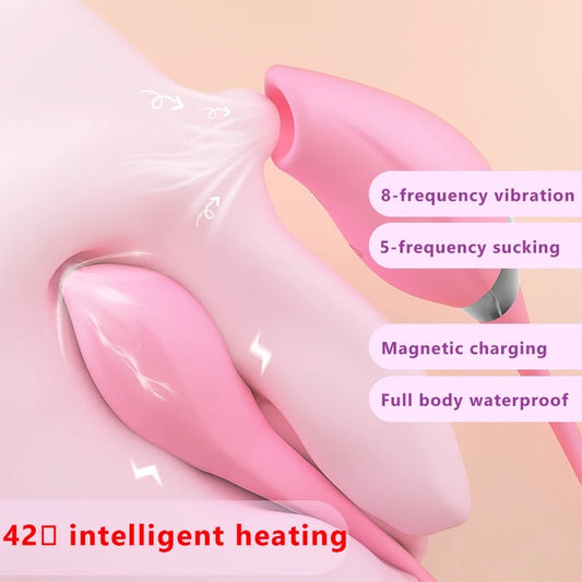2 in 1 vibrating clitoral sucking toy for women purple color