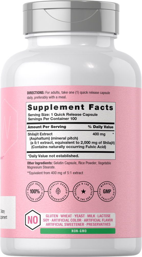 Horbaach Shilajit 2000mg (100 Caps) Max Strength for Men & Women