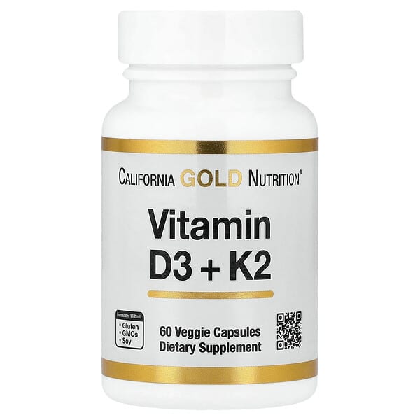 California Gold Nutrition, Vitamine D3 + K2, 60 gélules végétariennes