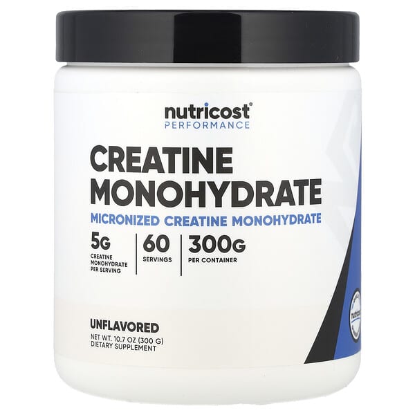Nutricost, Performance, Créatine Monohydrate, Sans Arôme, 10.7 oz (300 g) 60 portions