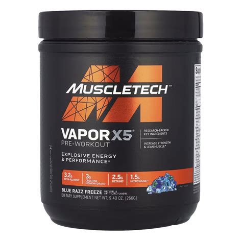 Vapor X5: Explosive Energy & Pumps, Zero Jitters 30 Servings Pre-Workout Blue Razz
