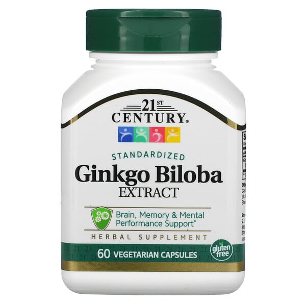 21st Century Ginkgo Biloba Extract Veg Capsules, 60 Count for brain support