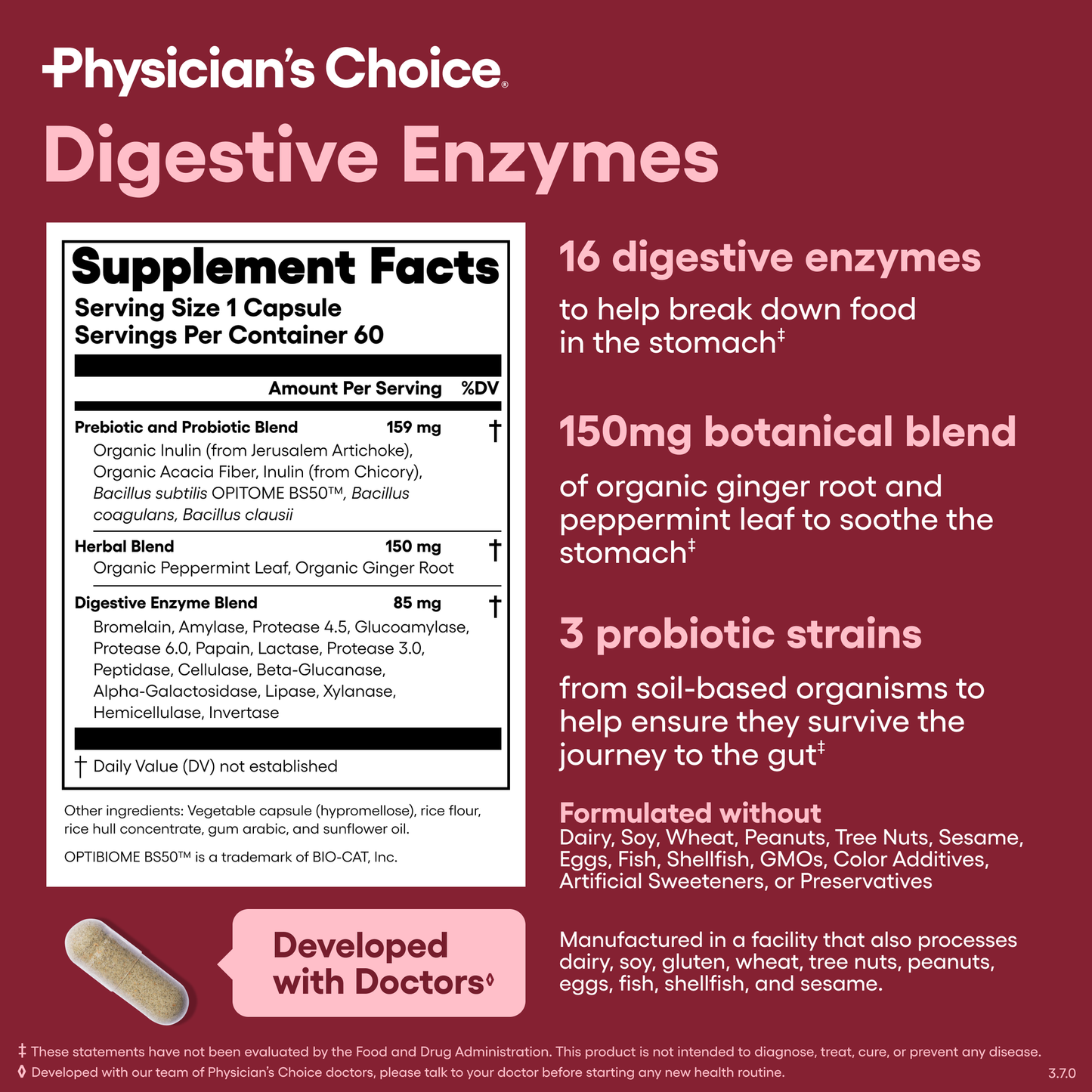 Physician's Choice Digestive Enzymes: 60 Capsules