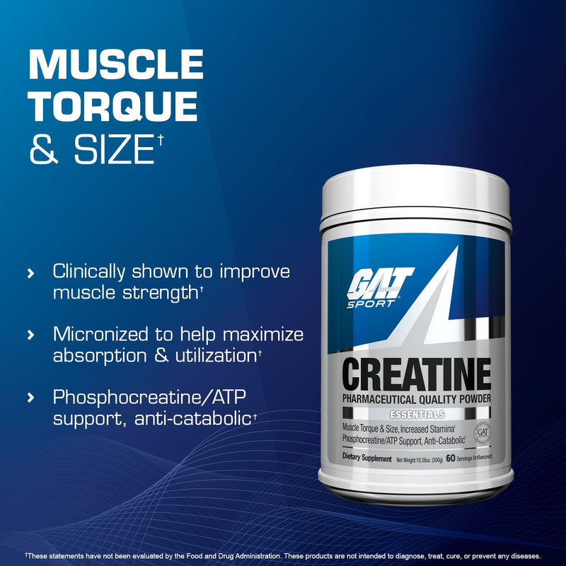 Créatine Micronisée Pure GAT : Absorption Maximale, Sans Ballonnements 200 Portions