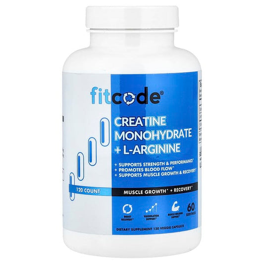 fitcode, Creatine Monohydrate plus L-Arginine, 120 Veggie Capsules
