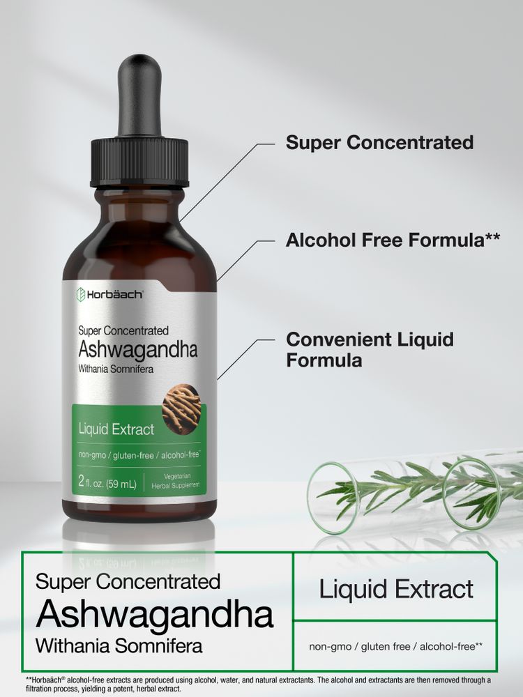 Ashwagandha Liquid Drops: 59ml Root Extract. Stress & Focus Support.