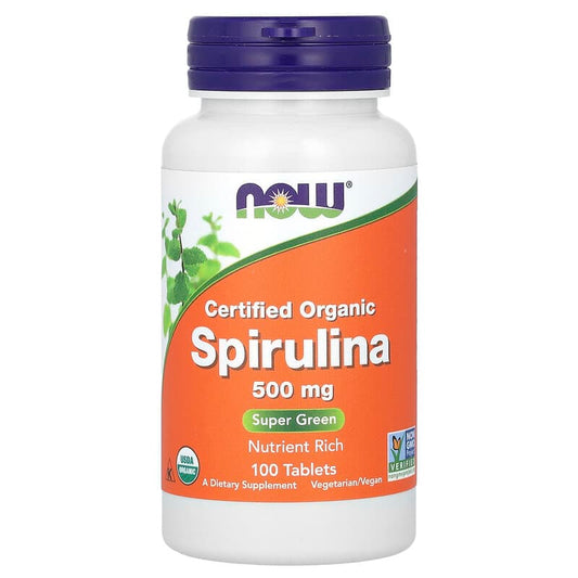 NOW Foods, Certified Organic Spirulina, 500 mg, 100 Tablets