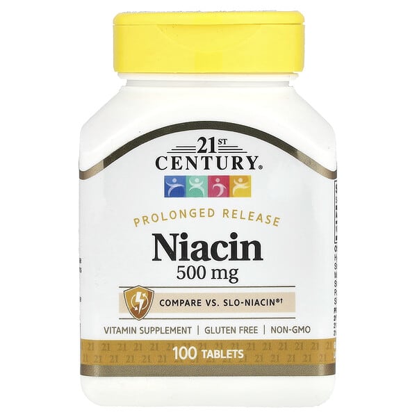 21st Century, Niacine à libération prolongée, 500 mg, 100 comprimés