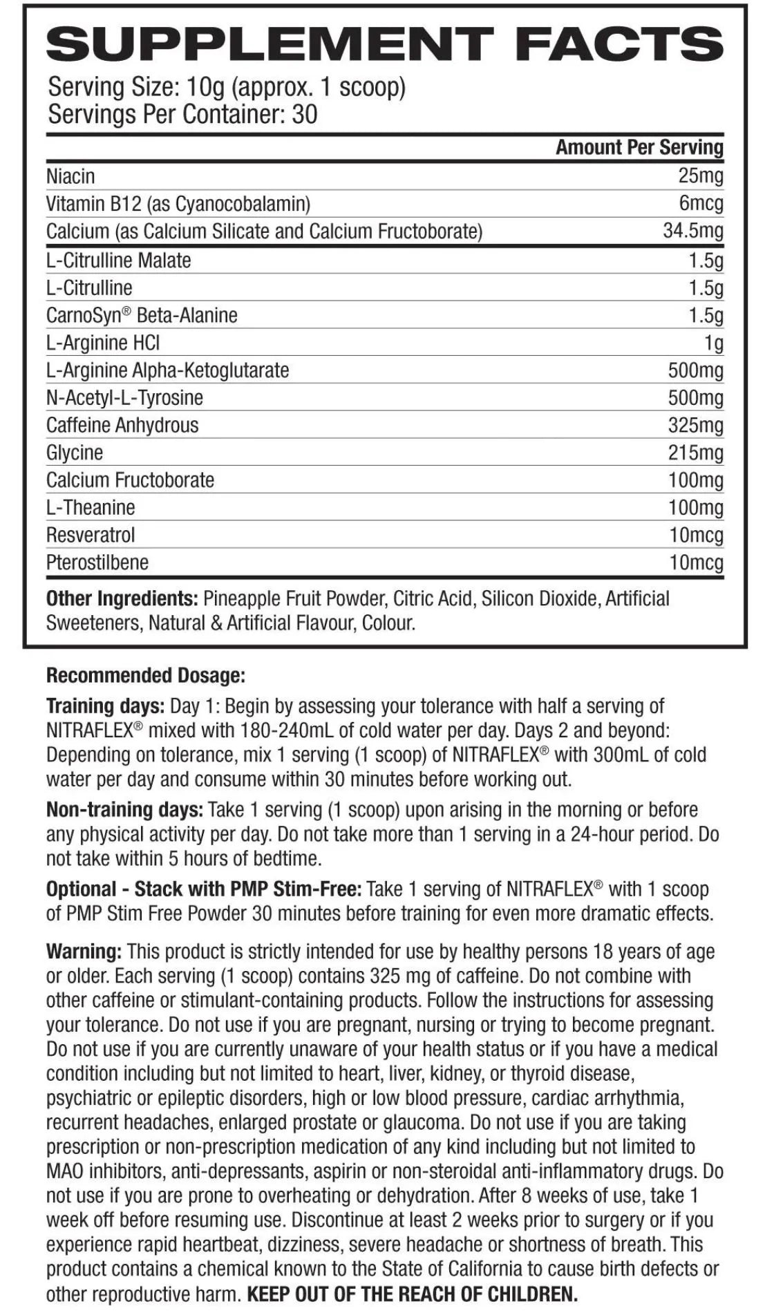 Nitraflex : Concentration laser, énergie explosive, formule propre sans ballonnement 30 doses sans créatine